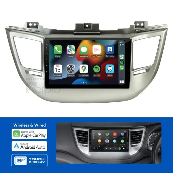 Aerpro AMAHY11 9" Apple CarPlay Andoid Auto Head Unit fits Hyundai Tucson 2015-2018 Non-Navigation