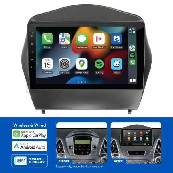 Aerpro AMAHY17 9" Wireless Apple Carplay Android Auto Head Unit fits Hyundai Ix35 2009-2015