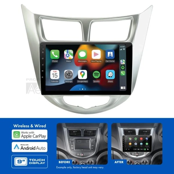 Aerpro AMAHY22 9" Apple CarPlay Andoid Auto Head Unit fits Hyundai Accent 2011-2015