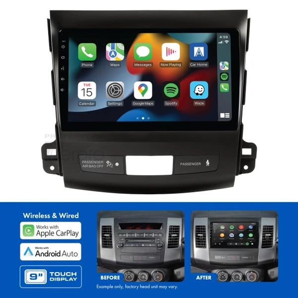 Aerpro AMAMB10 9" Apple CarPlay Andoid Auto Head Unit fits Mitsubishi Outlander Peugeot 4007