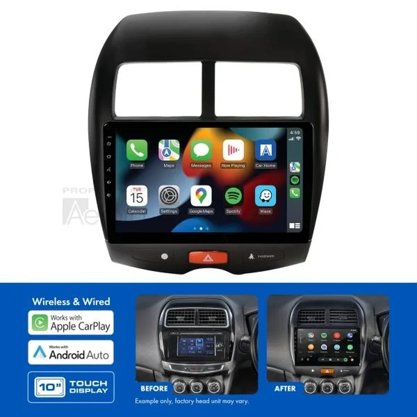 Aerpro AMAMB14 10" Wireless Apple Carplay Android Auto Head Unit fits Mitsubishi ASX 10-17 Citroen C4 Aircross Type B 12-On Non-Amplified