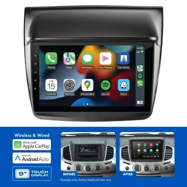 Aerpro AMAMB2 9" Wireless Apple Carplay Android Auto Head Unit fits Mitsubishi Triton GL-R GLX GLX-R 09-11 Challenger 09-11