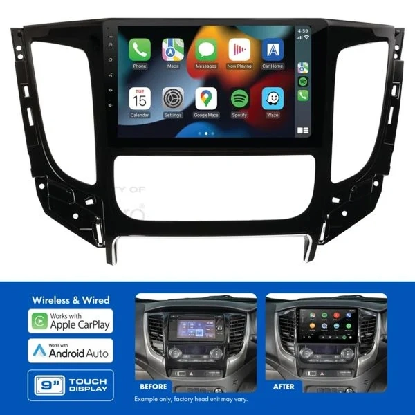 Aerpro AMAMB8 9" Wireless Apple Carplay Android Auto Head Unit fits Mitsubishi Triton 16-18 Auto Climate Non-Amplified