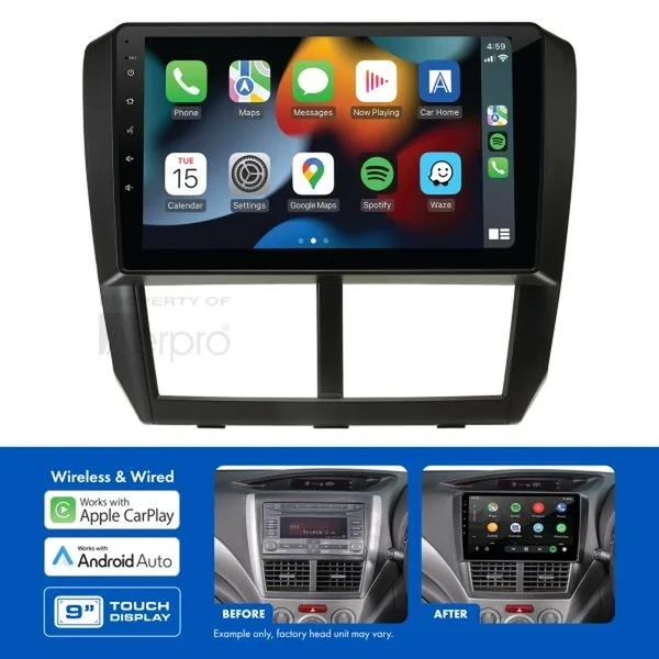 Aerpro AMASU5 9" Apple CarPlay Andoid Auto Head Unit fits Subaru Forester Impreza WRX