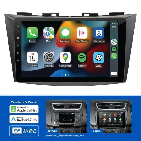 Aerpro AMASZ4 9" Wireless Apple Carplay Android Auto Head Unit fits Suzuki Swift 2011-17 with Phone Buttons