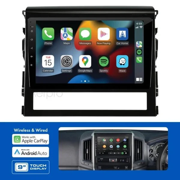 Aerpro AMATO26 9" Apple CarPlay Andoid Auto Head Unit fits Toyota Landcruiser 200 Series 2016-2021