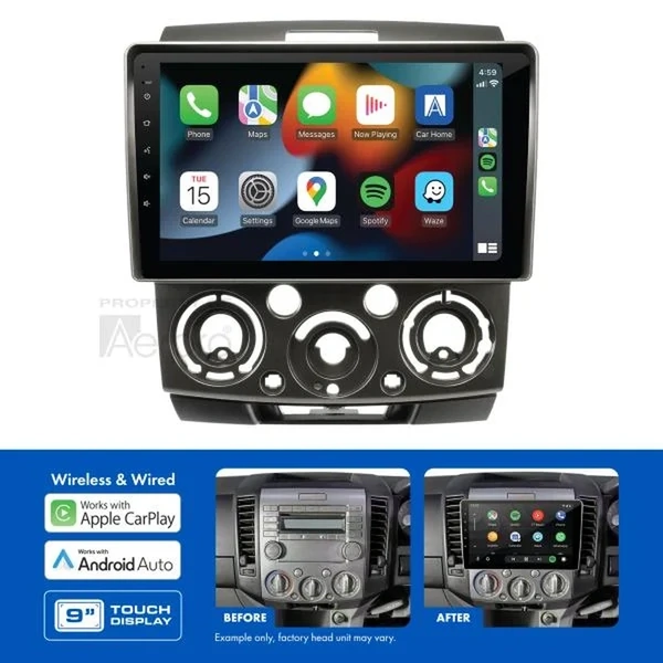 Aerpro AMFO1 9" Wireless Apple CarPlay Android Auto Head Unit fits Ford Ranger & Mazda BT-50 07-11