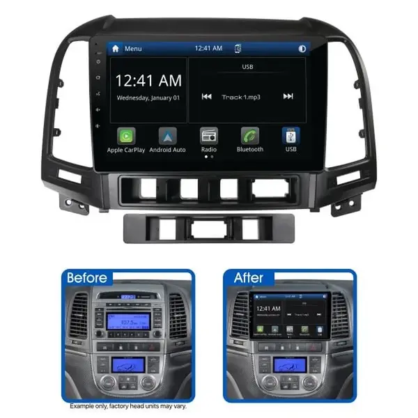 Aerpro AMHY19 9" Wireless Apple CarPlay Android Auto Head Unit fits Hyundai Santa Fe 2006-2009 Non-Amplified