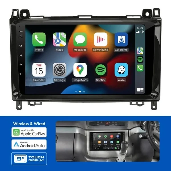 Aerpro AMMC2 9" Wireless Apple CarPlay Android Auto Head Unit fits Mercedes & VW Various Models 05-18 Non-Amplified