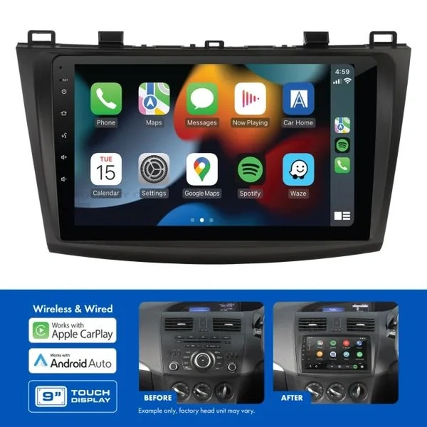 Aerpro AMMZ4 9" Wireless Apple CarPlay Android Auto Head Unit fits Mazda 3 2009-2013 Non-Amplified