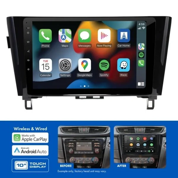 Aerpro AMNI4 10" Multimedia Receiver Fits Nissan Qashqai 2014-2019 and X-Trail 2014-2022 Models without Factory Navigation and 360 Camera