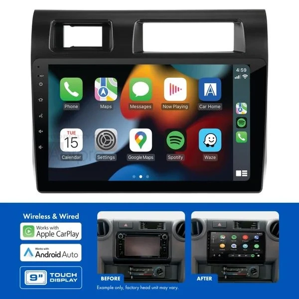 Aerpro AMTO29 9" Wireless Apple CarPlay Android Auto Head Unit fits Toyota Landcruiser 70 Series 2010-On