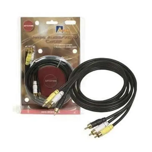 Aerpro AP15YWB A/V Lead 3M-3M Plugs Coax RCA 75-ohm Yellow/White/Black 1.5m