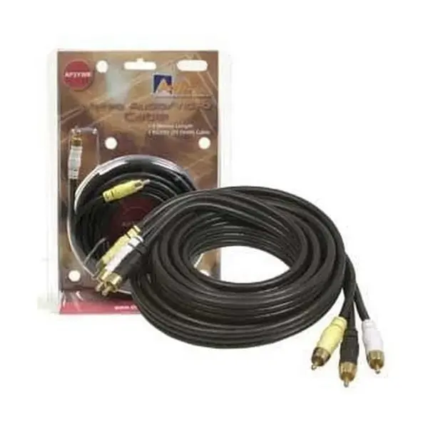 Aerpro AP3YWB A/V Lead 3M-3M Plugs RCA/COAX 75-ohm Yellow/White/Black 3m