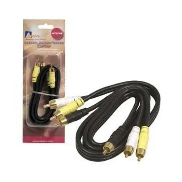 Aerpro AP75YWB A/V Lead 3M-3M Plugs Coax RCA 75-ohm Yellow/White/Black 75cm