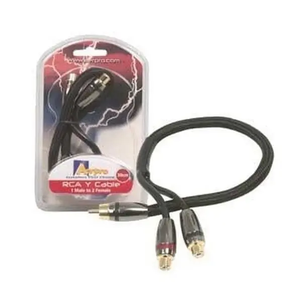 Aerpro APF1M2F RCA 1M/2F Y Cable Coton Covered/Metal Plugs 30cm