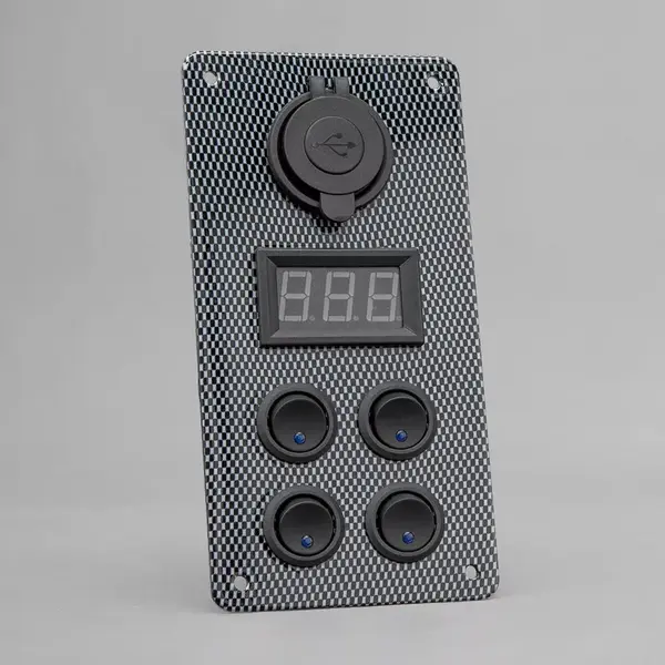 STEDI Carbon Switch Panel with USB and Digital Volt Meter CARBON-PANEL