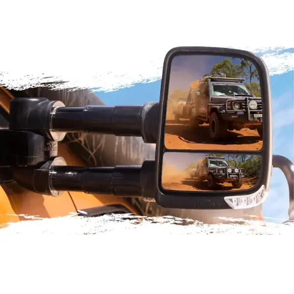 Clearview Next Gen Towing Mirrors, Pair, Power-Fold, Indicators, Electric, Black To Suit Ford Ranger Oct 2011-MY21