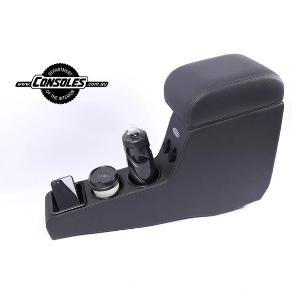 Extended Length Black Centre Floor Console With Sockets To Suit Toyota 79 Series Double Cab