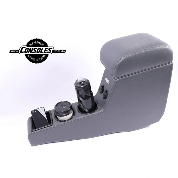 Extended Length Grey Centre Floor Console With Sockets To Suit Toyota 79 Series Double Cab