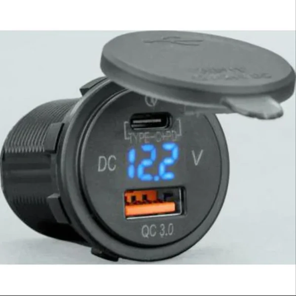 STEDI USB C Volt Meter Flush Mount DUALUSB-SOCKET